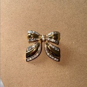 Elegant Gold and Silver Bow Brooch